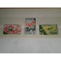 Габон 1961 Флора. Цветы. 3 чистые марки одним лотом