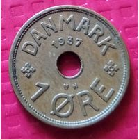 Дания 1 эре 1937 г. #31133