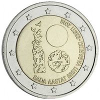 2 евро 2018 Эстония 100 лет Республики UNC из ролла