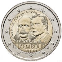 2 евро 2020 Люксембург 200 лет со дня рождения принца Генриха UNC из ролла