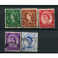Великобритания - 1955/1957 - Королева Елизавета II [Mi. 284-288] - 5 марок. Гашеные.  (Лот 51BJ)