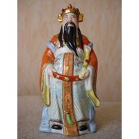 Красивая фарфоровая статуэтка "Бог процветания и достатка Лусин". Старый китайский фарфор.