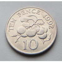 Гернси 10 пенсов 1992г. Средний портрет.