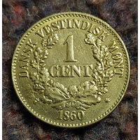 Датская Вест Индия 1 цент 1860 года. Король Фредерик VII.