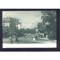 Калининград 1960 Сталинградский проспект /трамвайные пути и контактный провод/ автомобили