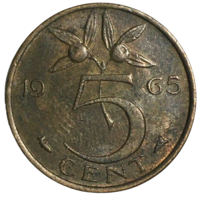 Нидерланды 5 центов, 1965