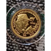 Либерия 20 долларов 1992 формула -1 Найджел Мэнселл золото