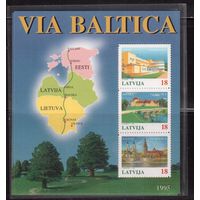 Латвия-1995 (Мих.БЛ.5)  ** , Балтийский путь, Карта