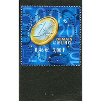 Франция. Изображение евро-монеты и банкноты