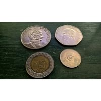 Мексика. 4 монеты одним лотом - 20 сентаво 1978, 5 песо 1976, 5 песо 2005, 10 песо 1977.