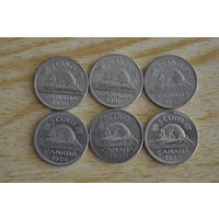 Канада 5 центов 1980,81,85,86,87,88
