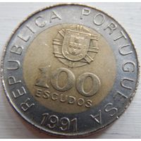 Португалия 100 эскудо, биметал  1991 год