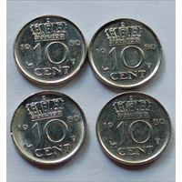 Нидерланды. 10 центов 1980 года.