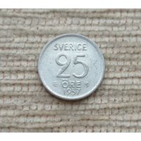 Werty71 Швеция 25 эре 1957 серебро