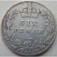 11. Великобритания 6 пенсов 1901 год. Последний год правления Виктории. серебро