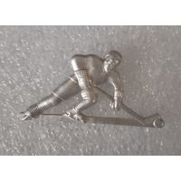 Значок Хоккеист серебрянный (Спорт, Хоккей). СССР