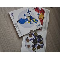 Финляндия 2013 год. 1, 2, 5, 10, 20, 50 евроцентов, 1 и 2 евро и 5 евро. Официальный набор монет в буклете.