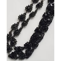 Ожерелье, цепочка ажурная. Черные кристаллы. Длина 55 см.
