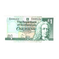 Шотландия 1 фунт 1991 года. Дата 24 июля. Состояние XF+