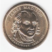 1 доллар США 2007 год 4-й Президент Джеймс Мэдисон двор P _состояние aUNC
