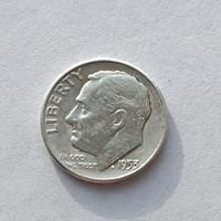 10 центов (дайм Франклина Рузвельта) США 1953 года, серебро 900 пробы. 18