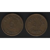 Bell-Fruit Token 6D -- Bell-Fruit Token 2 1/2p (желтая) (18,6мм3,27гр) (f0