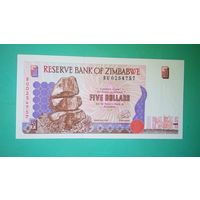 Банкнота 5 долларов Зимбабве 1997 г.