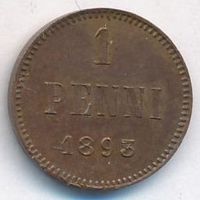 1 пенни 1893 год _состояние VF+/XF