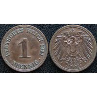 YS: Германия, Рейх, 1 пфенниг 1911A, KM# 10 (2)