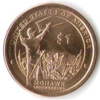 1 доллар США 2015 год  Сакагавея Рабочие Мохоки двор D _состояние аUNC/UNC