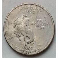 США 25 центов (квотер) 2007 г. D. Штат Вайоминг