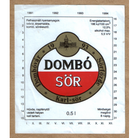 Этикетка пива Dombo Sor 0,5л Венгрия Е367