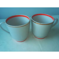 2 чашечки с красными ободками СССР