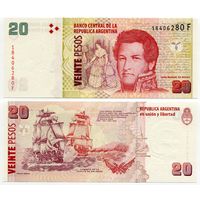 Аргентина. 20 песо (образца 2003 года, выпуск 2018, P355c, серия F, UNC)