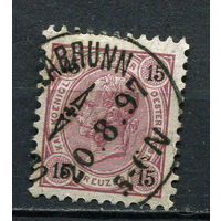 Австро-Венгрия - 1890 - Император Франц Иосиф - 15Kr - [Mi.56] - 1 марка. Гашеная.  (Лот 20EL)-T2P8