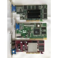 Видеокарты AGP Matrox G400, ATI Rage IIC , nVidia б/у 3 штуки одним лотом