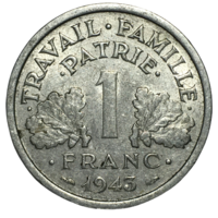 Франция 1 франк, 1943