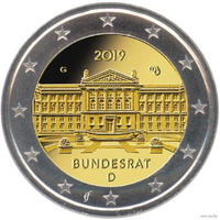 2 евро 2019 Германия D 70 лет Бундесрату UNC из ролла