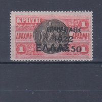 [1697] Греция 1923. Двойная надпечатка на марке Крита. MNH. Кат.11 евро.