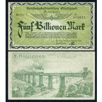 Германия, 5 billionen/триллионов марок 1923 год. UNC-