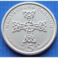 Остров Мэн. 5 пенсов  2001 года  KM#1038  "Кельтский крест"