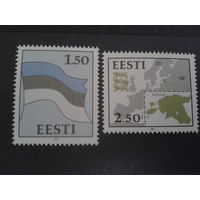 Эстония 1991 национальные символы (флаг и карта) полная серия Mi-6,0 евро