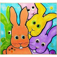 Денежный кролик "Веселые соседи"/ Анимализм / 48 x 52см
