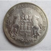 Гамбург 5 марок 1876, серебро   .110-15-104