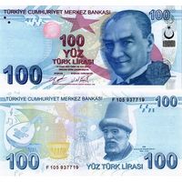 Турция 100  лир  (образца 2009 года) 2022  год  UNC