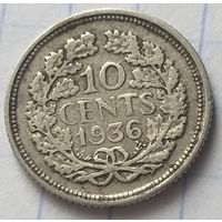 Нидерланды 10 центов, 1936     ( 9-7-3 )