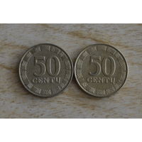 Литва 50 центов 1998 и 2000