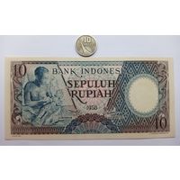 Werty71 Индонезия 10 рупий 1958 UNC банкнота