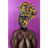Картина "Энайола" Серия портретов AfroFaceStyle. Живопись НЮ/Холст/Акрил/Лак/ 60 x 90 см