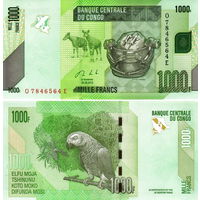 Конго 1000 франков 2022 год UNC